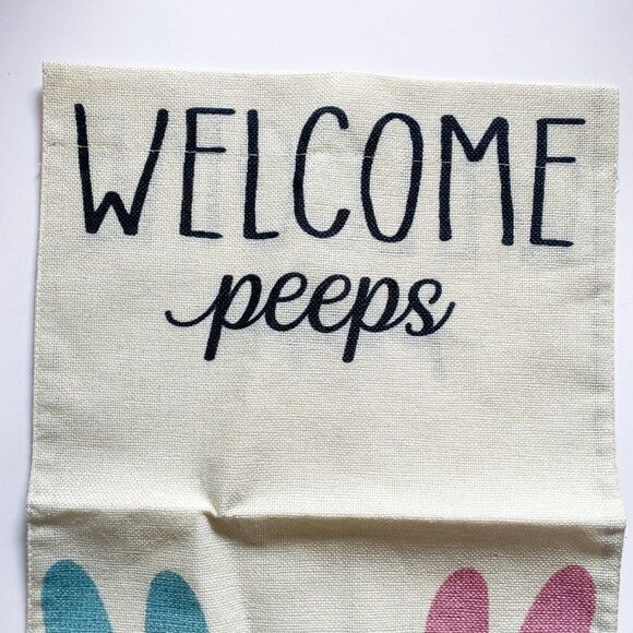 Easter Bunny House Flag 12x18 Inch Double Sided Outside, Welcome Rabbit Spring R - Picture 4 of 5